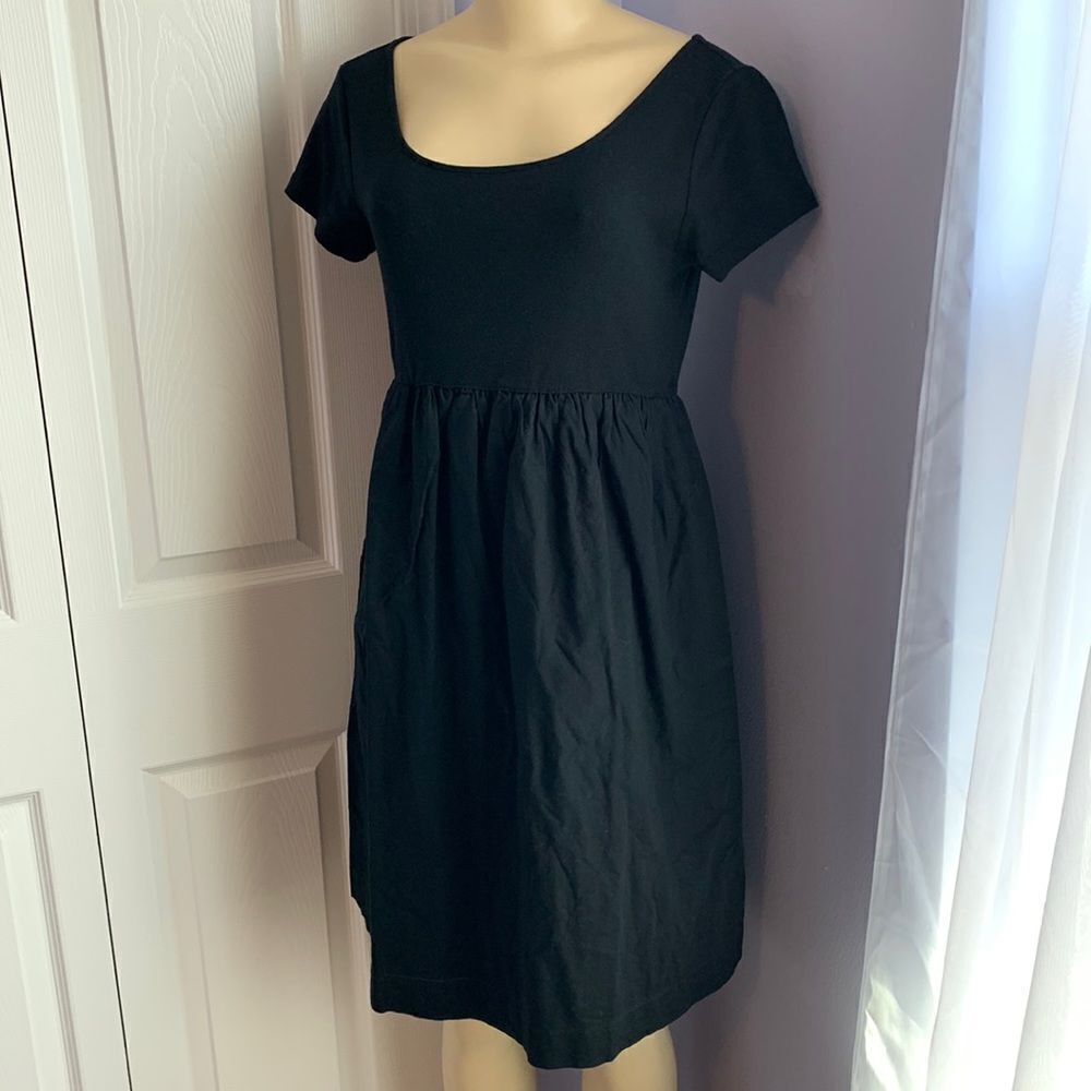 Gap Maternity Short Sleeve Cotton Midi Dress M Black